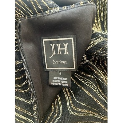 JHM Evenings Dress Black Gold Sparkle Geometric Special Occasion Party Size 6 - Image 4