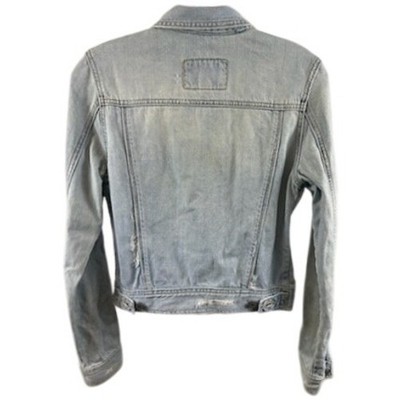 Hollister Denim Jean Jacket Womens Light Wash Distressed Size Medium - Image 2