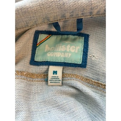Hollister Denim Jean Jacket Womens Light Wash Distressed Size Medium - Image 4