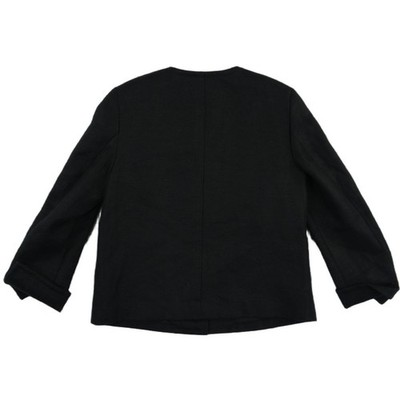 Talbots Women's Size 8P Petite Black 100% Linen Button Front Collarless Blazer - Image 3