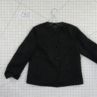 Talbots Women's Size 8P Petite Black 100% Linen Button Front Collarless Blazer - Image 7
