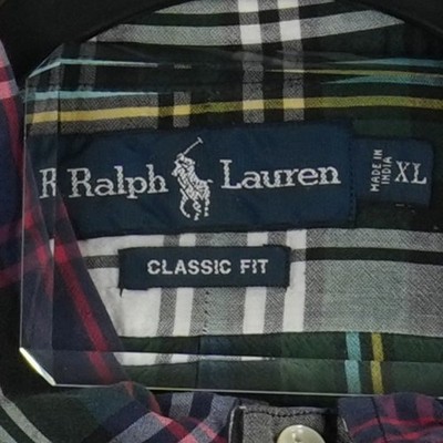 Ralph Lauren Men's Size XL Green Purple Plaid Classic Fit Button Down Shirt SS - Image 4