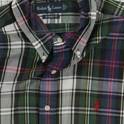 Ralph Lauren Men's Size XL Green Purple Plaid Classic Fit Button Down Shirt SS - Image 5