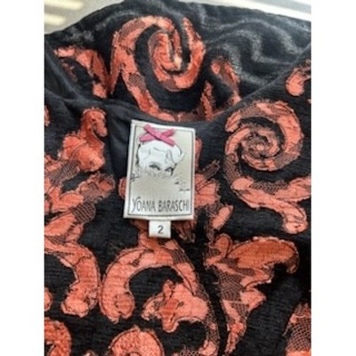Yoana Baraschi Dress Black Orange Fit & Flare Party Cocktail Size 2 - Image 5