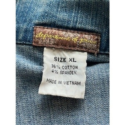 Y2K Department of Peace Vintage Denim Jacket Studded Embellished Jean Size XL - Image 5