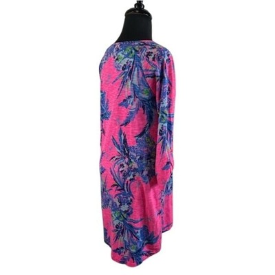 Lilly Pulitzer Dress Pink Palm Print Knit Long Sleeve Casual Size Medium - Image 3