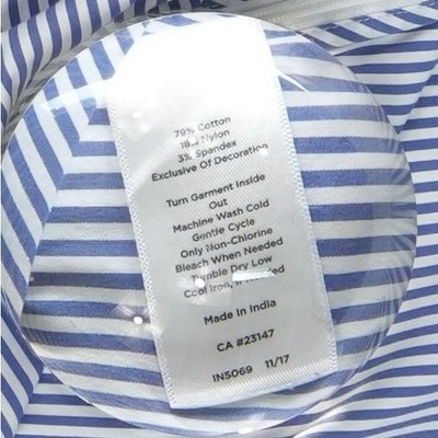 Talbots Blouse Top Women's Size XL Blue White Striped Bell Sleeve V-Neck - Image 5