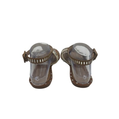 French Connection Studded Sandals Thong Ankle Strap Casual Beige Size 8.5 M - Image 3