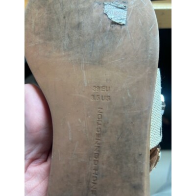 French Connection Studded Sandals Thong Ankle Strap Casual Beige Size 8.5 M - Image 5