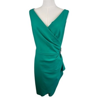 Alex Evenings Emerald Green Scuba Dress Cocktail Party Crystal Size 10P Petite - Image 2