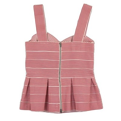 HD in Paris Women's Size Medium Red White Striped Peplum Sweetheart Bandage Top - Image 3