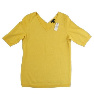 NEW Talbots Sweater Womens Size XS Yellow V-Neck Short Sleeve Knit Summer Spring - Image 2