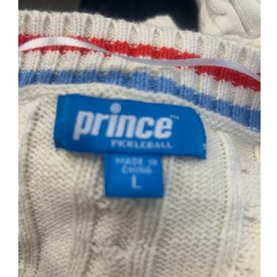 Prince Pickleball Sweater Women's Size Large Cream Cable Knit V-Neck Cardigan - Image 4
