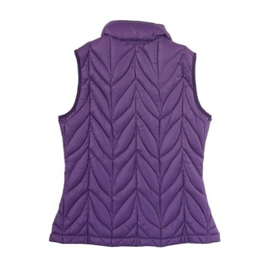 Eddie Bauer Down Puffer Vest Women's Size Small Purple Chevron Quilted - Image 3