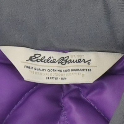 Eddie Bauer Down Puffer Vest Women's Size Small Purple Chevron Quilted - Image 6