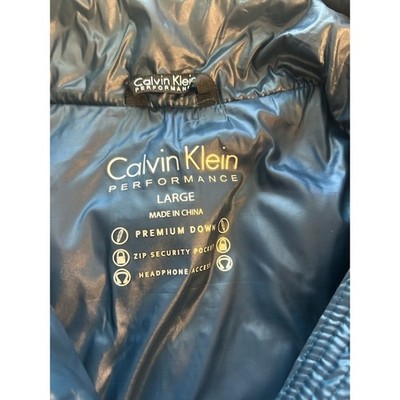 Calvin Klein Performance Down Vest Womens Blue Puffer Quilted Full Zip Large - Image 3