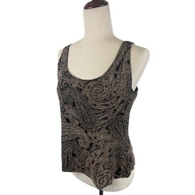 Alex Evenings Paisley Cami & Jacket Set Black Taupe Formal Party Size Large - Image 2
