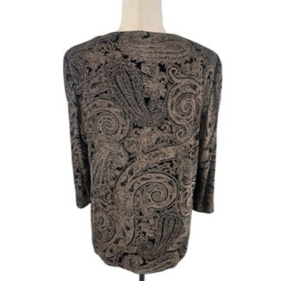 Alex Evenings Paisley Cami & Jacket Set Black Taupe Formal Party Size Large - Image 5