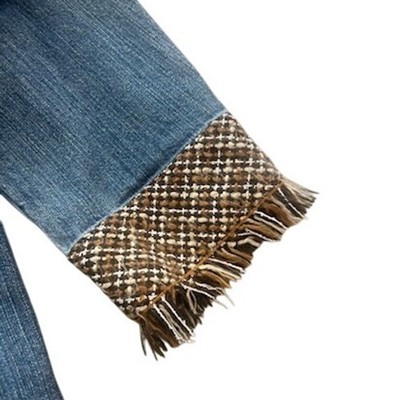 Coldwater Creek Blue Jean Denim Jacket Tweed Fringe Trim Autumn Women's Size 18 - Image 2