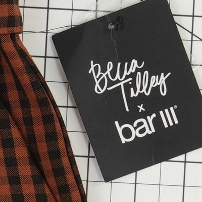 New Becca Tilley x Bar III Shorts Women's Size 8 Brown Black Gingham Belted - Image 3