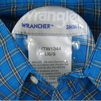 New Wrangler Wrancher Shirt Men's Size Large Blue Plaid Pearl Snap Western - Image 3