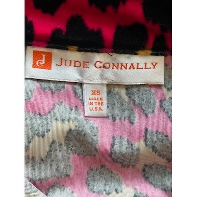 Jude Connally Pink Leopard Velvet Print Long Sleeve Tiered Mini Dress Size XS - Image 4