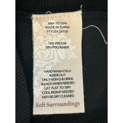 Soft Surroundings Black Knit Dress Ribbed Detail 3/4 Sleeve Size Medium - Image 4