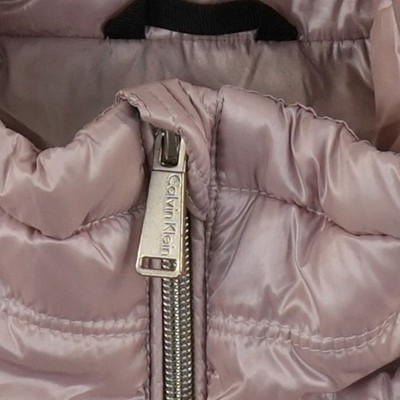 Calvin Klein Performance Down Puffer Vest Women Size Large Pink Metallic Quilted - Image 4