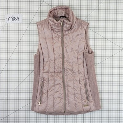 Calvin Klein Performance Down Puffer Vest Women Size Large Pink Metallic Quilted - Image 8