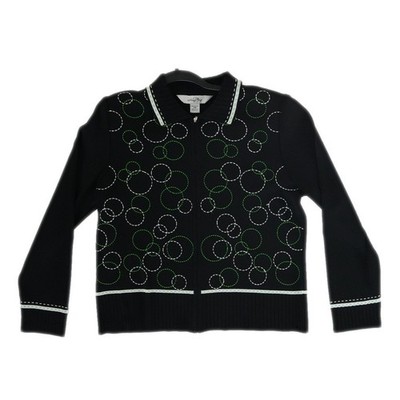 Ming Wang Knit Cardigan Sweater Jacket Women Size Petite Medium PM Black Circle - Image 2