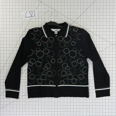 Ming Wang Knit Cardigan Sweater Jacket Women Size Petite Medium PM Black Circle - Image 7