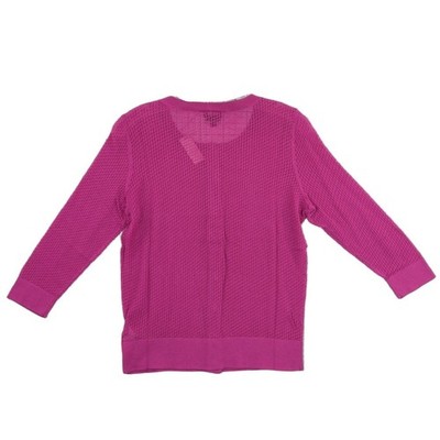 NEW Talbots Cardigan Sweater Women's Size PM Magenta Pink Pima Cotton Pointelle - Image 3