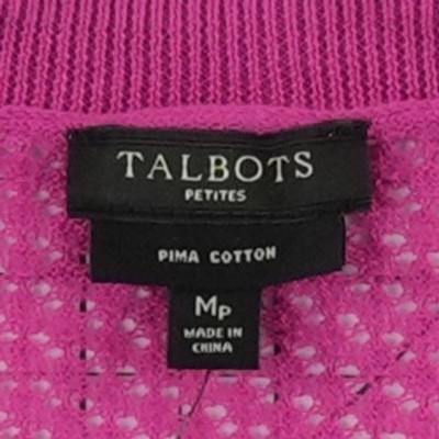 NEW Talbots Cardigan Sweater Women's Size PM Magenta Pink Pima Cotton Pointelle - Image 5
