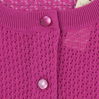 NEW Talbots Cardigan Sweater Women's Size PM Magenta Pink Pima Cotton Pointelle - Image 7