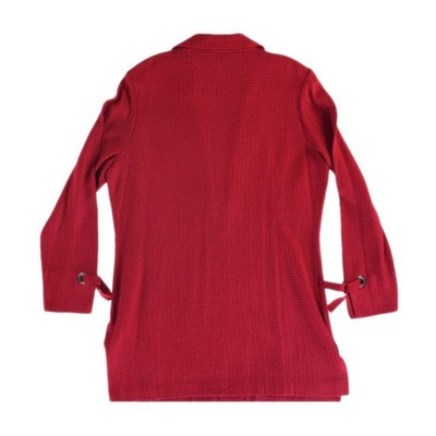 Misook Long Knit Blazer Jacket Women's Size Large Red Textured Open Front - Image 3