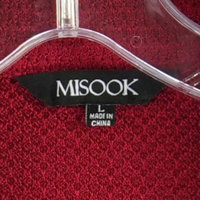 Misook Long Knit Blazer Jacket Women's Size Large Red Textured Open Front - Image 4