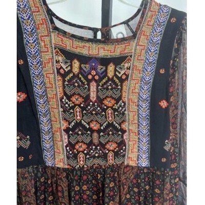 Akemi + Kin Anthropologie Dress Women's Size Small Boho Embroidered Bell Sleeve - Image 4