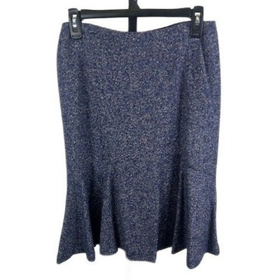 Chic Ann Taylor Blue Tweed Flared Hem Skirt Women's Size 2