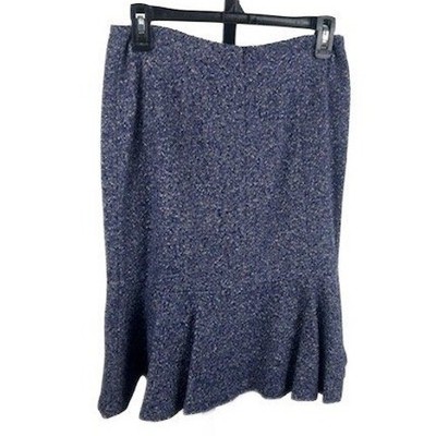 Chic Ann Taylor Blue Tweed Flared Hem Skirt Women's Size 2 - Image 2