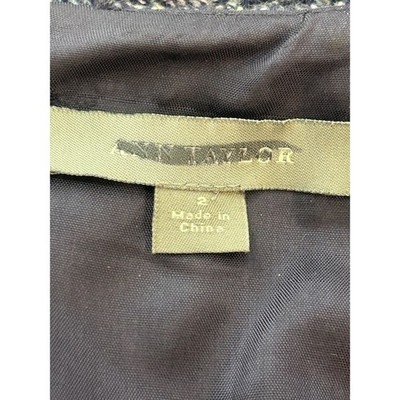 Chic Ann Taylor Blue Tweed Flared Hem Skirt Women's Size 2 - Image 3