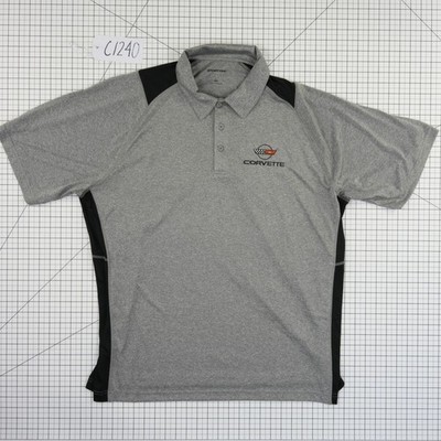 Sport Tek Corvette Polo Shirt Top Men's Size 3XL Gray Black Corvette Performance - Image 6