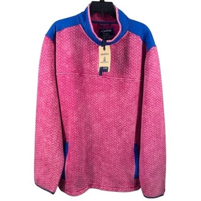 New Chubbies Men's Size XXL Pink Quilted Distressed 1/4 Zip Fleece Pullover - Image 2