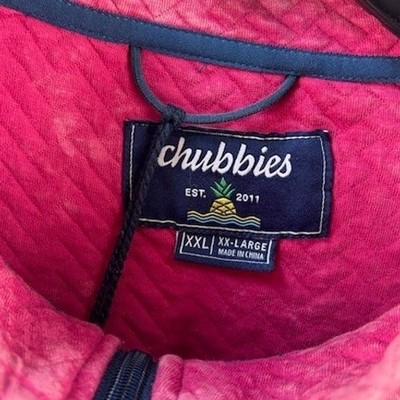 New Chubbies Men's Size XXL Pink Quilted Distressed 1/4 Zip Fleece Pullover - Image 5