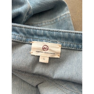 AG Adriano Goldschmied Distressed Denim Dress 3/4 Sleeves Pockets Size Large - Image 3