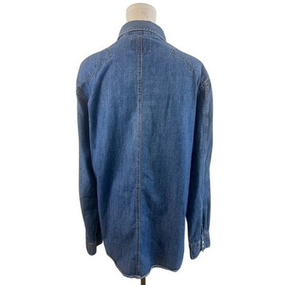 Los Angeles Third & Army Denim Shirt Western Long Sleeve Pearl Button Size XL - Image 3