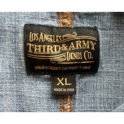 Los Angeles Third & Army Denim Shirt Western Long Sleeve Pearl Button Size XL - Image 4