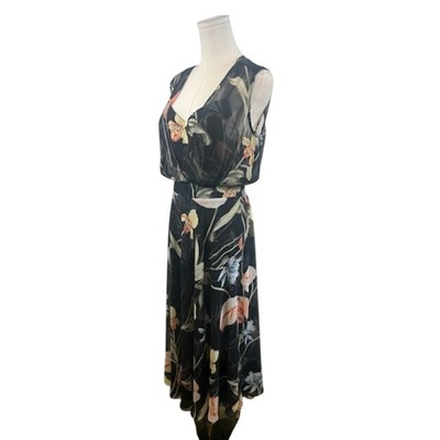White House Black Market Maxi Dress Floral Overlay Bodice Black New Size 8 $178 - Image 2