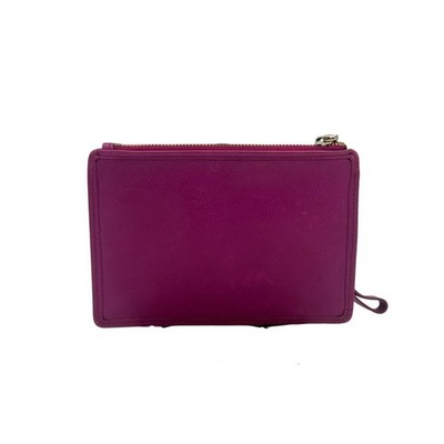 Cole Haan Wristlet Wallet Fuchsia Purple Leather Zip Around Clutch - Image 2