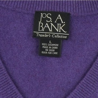 Jos A Bank 100% Cashmere Sweater Traveler Sweater Men's Size Large Purple V Neck - Image 3