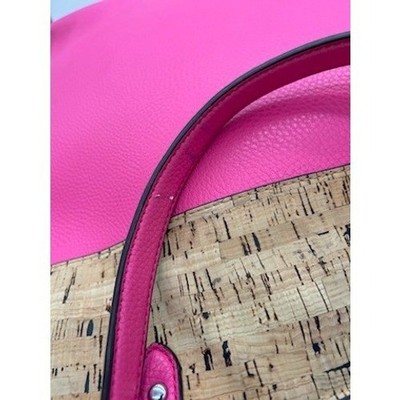 Ralph Lauren Pink Cork Tote Bag Shoulder Bag Top Handle Silver Hardware Large - Image 8